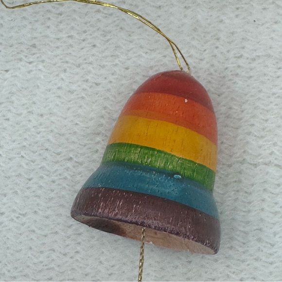 Vintage Wood Angel with Rainbow Parachute Ornament–Hand Painted – Made in Taiwan - Picture 3 of 7